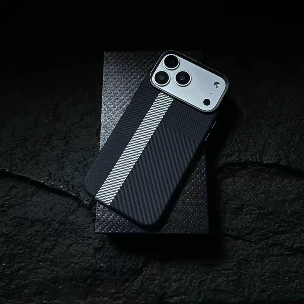 Fashion Carbon Color Magnetic Phone Case for iPhone 17 16 15 Pro Max For Magsafe Back Cover Camera Lens Protection PC Hard Shell