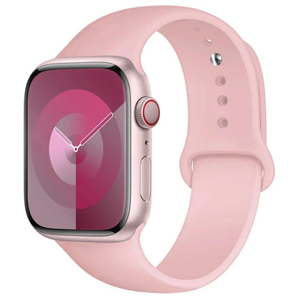 OKEYWOW Apple Watch silicone sport strap for Series 9, Ultra, SE, and 3 models in 38mm to 49mm sizes, flexible and comfortable.