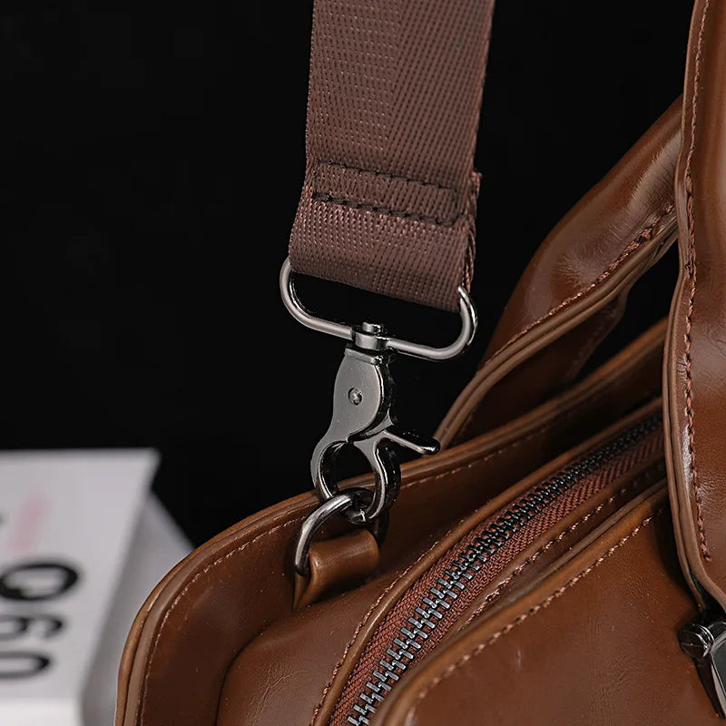 Men's Bag Luxury Business Office Laptop Bags PU Leather Men Briefcase Large Capacity Man Handbag Salesman WorkCrossbody Bag