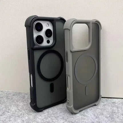 Matte Armor MagSafe Case for iPhone 17/16/15/14/13/12/11 Pro Max Shockproof Cover