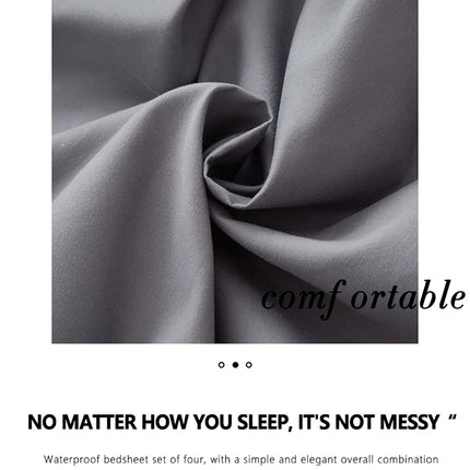 Waterproof Bed Sheet Set 3/4pcs Fitted Sheet Pillowcases Soft Queen King Twin White Gray