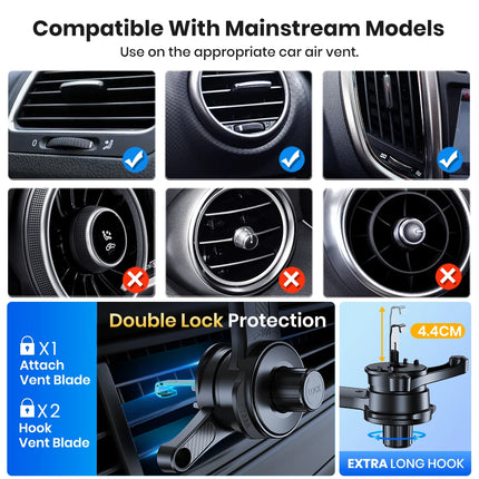 TOPK Extendable Car Phone Holder Metal Hook Air Vent Mount Stable Grip Stand