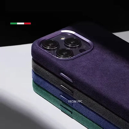 MilanoLux Fur Flip MagSafe Case for iPhone 17/16/15 Pro Max Suede Leather Luxury Cover