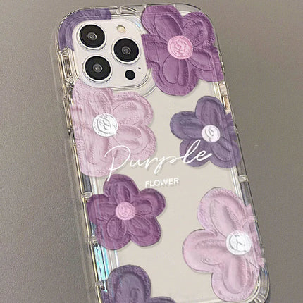 OKEYWOW iPhone oil painting flower shockproof soft back cover for models 11 to 16, featuring a colorful floral design.