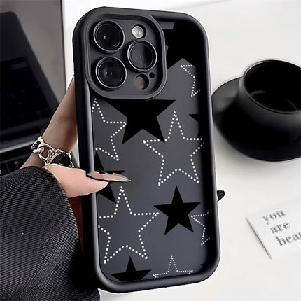 OKEYWOW iPhone silicone case in star design, shockproof soft cover for iPhone 11 to 17/16/15/14/13/12/XS/SE models.