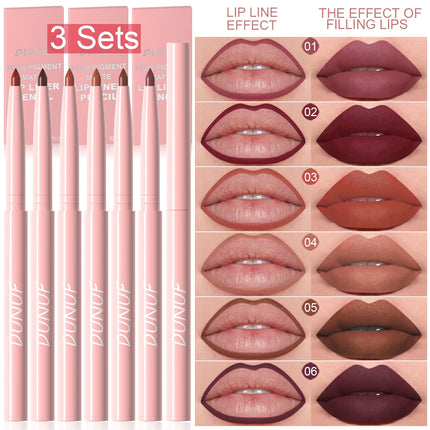 Velora Beauty 6pcs Lip Liner Set Waterproof Long Lasting Non Fade Smooth Color Makeup