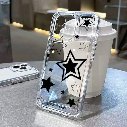 OKEYWOW iPhone Star silicone shockproof case for iPhone 11, 12, 13, 14, 15, 16 Pro Max, XR, XS, SE, soft cover design