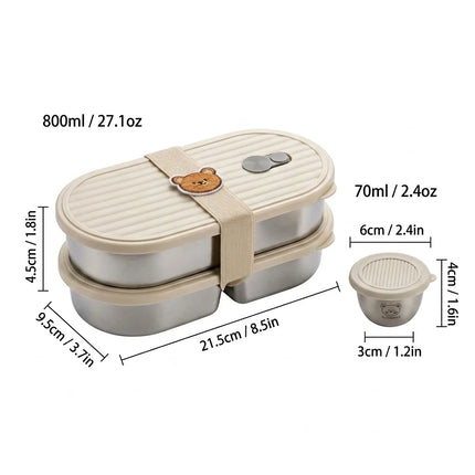 FreshSeal Stainless Steel Bento Lunch Box with Sauce Container