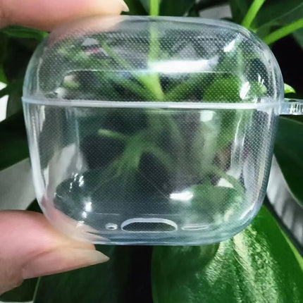 Transparent TPU case for AirPods 4th Gen by OKEYWOW, showing a clear protective cover for wireless earphones.