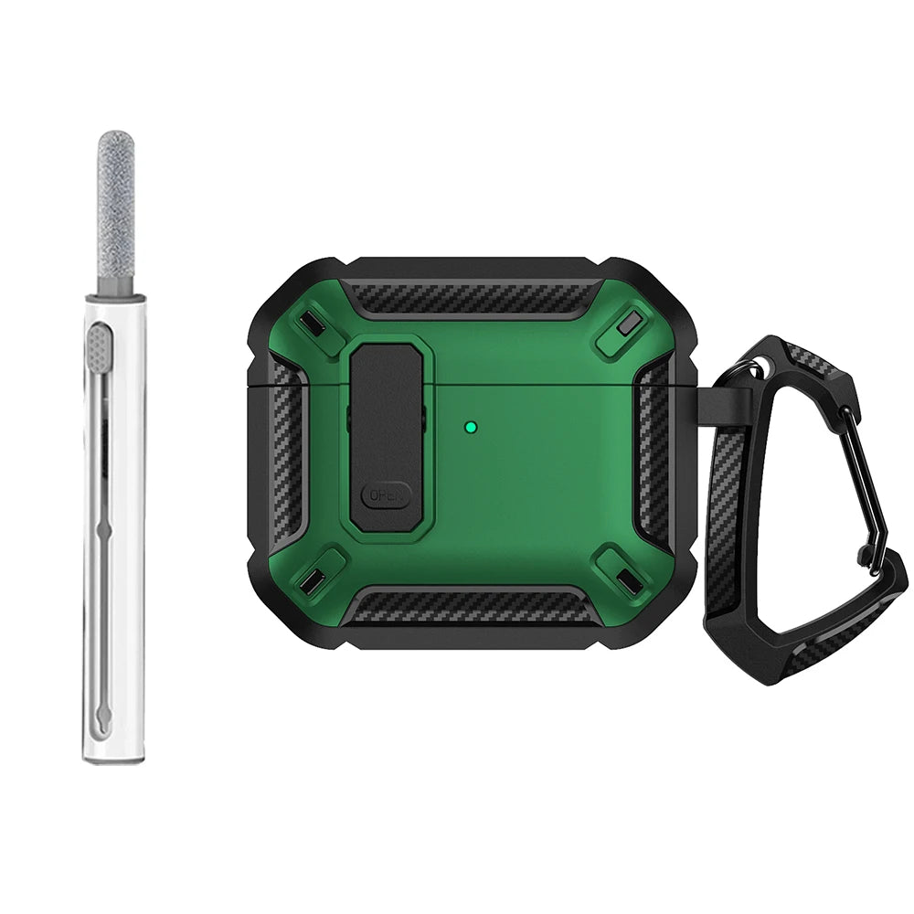 Security Lock Case for AirPods 4 – TPU+PC Protective Cover with Hook for 4th Gen