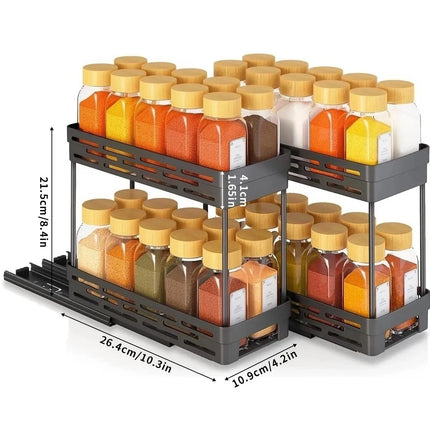 2-Tier Pull-Out Kitchen Storage Rack with Large Capacity