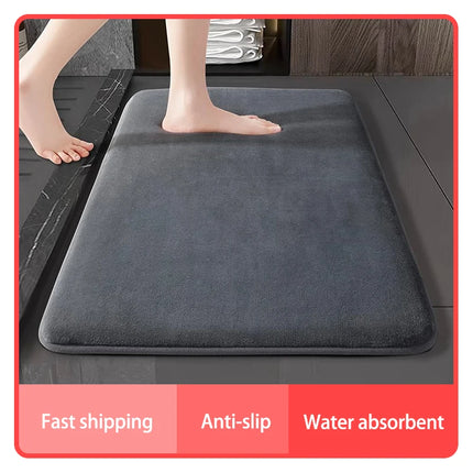AquaSoft Coral Velvet Bath Mat Super Absorbent Anti Slip Bathroom Door Floor Mat