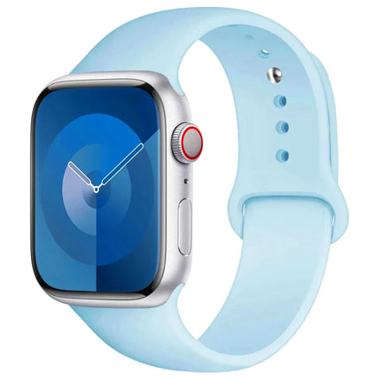 OKEYWOW Apple Watch silicone sport strap in black for Series 9, Ultra, SE, and 3 models, featuring a comfortable, durable design.