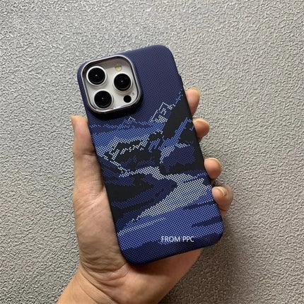 PeakCarbon MagSafe Case for iPhone 17/16/15 Pro Max Mountain Relief Hard PC Lens Frame Cover