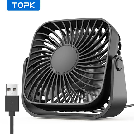 TOPK 4 Inch USB Portable Desk Fan 3 Speed Quiet Cooling Fan