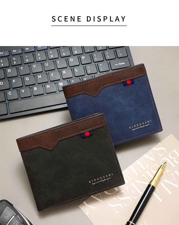 2025 New Men's Bifold Short Wallet Fashionable Minimalist Casual Multi Slot Purse Large Capacity Zipper Man Wallet with Coin Bag