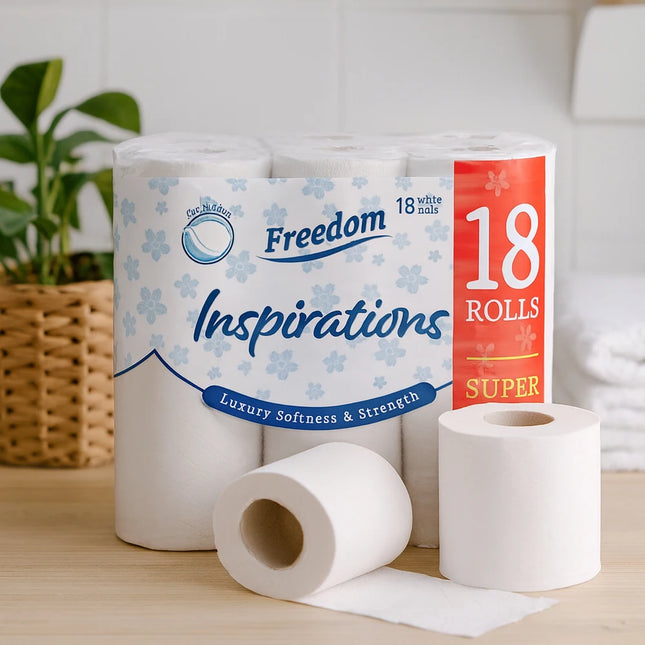 Okeywow Freedom Quilted 18-pack 2-ply toilet tissue rolls, soft bathroom toilet paper for home and office use