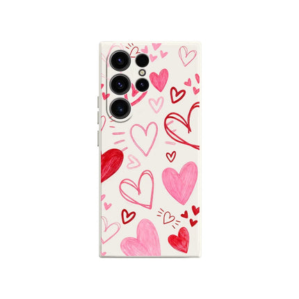 Pink heart-shaped Samsung phone case by OKEYWOW, soft TPU shockproof cover for Galaxy S21, S20 FE, S22, S23, S24, S25 series.