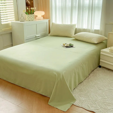 Okeywow solid color brushed fabric bedding set with duvet cover, pillowcases, bed sheet, and quilt cover in various sizes.