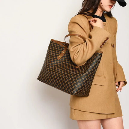 UrbanCarry PU Leather Tote Bag Large Capacity Women Shoulder Commuting Casual Handbag