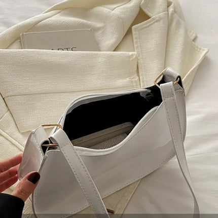 Women PU Leather Shoulder Bag Retro Solid Color Hobo Underarm Handbag Casual Designer