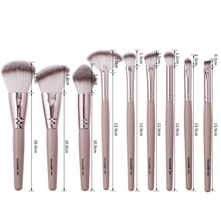 Velora Beauty 9pcs Makeup Brush Set Foundation Highlighter Eyeshadow Blending Soft Dense Bristles