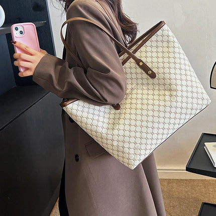 UrbanCarry PU Leather Tote Bag Large Capacity Women Shoulder Commuting Casual Handbag