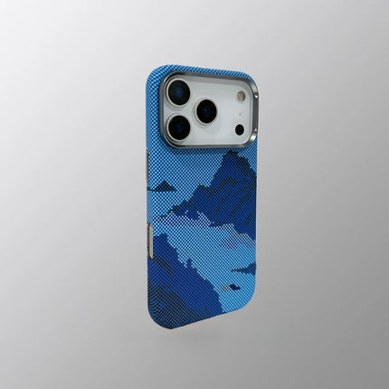OKEYWOW magnetic snow mountain case for iPhone 15/16/17 Pro Max, matte relief hard PC cover with MagSafe and camera lens protection