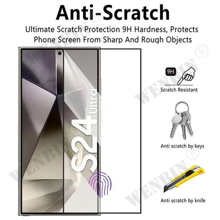 Samsung 3-pack tempered glass screen protectors for S22 Ultra, S21 FE, A52, A72, with easy installation from OKEYWOW.