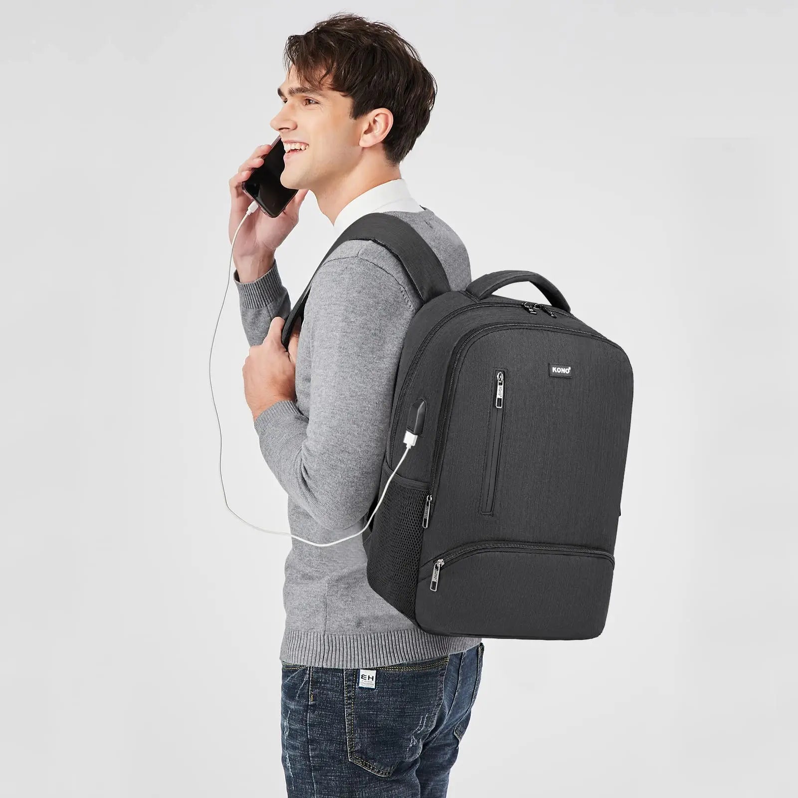 Travel Laptop Backpack with USB Port - Water Resistant 15.6 Inch Computer Bag for Work, School & Casual Use (Men/Women)