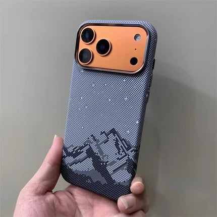 RiverPeak MagCase for iPhone 17/16 Pro Max Carbon Texture Hard PC Alloy Camera Bumper Cover