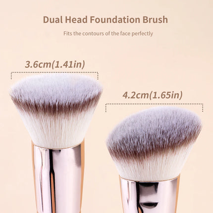 Velora Beauty 2pcs Dual End Foundation Brush Flat Angled Contour Blending Concealer Tool
