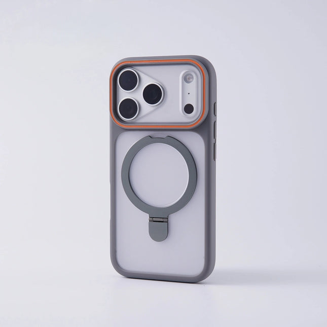 Matte Translucent MagSafe Case for iPhone 17/16/15/14/13/12 Pro Max Ring Stand Shockproof Cover