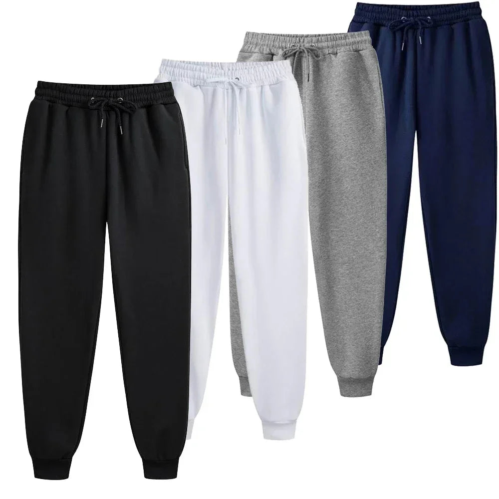 Autumn Breathable Elastic Men's Drawstring Pants Joggers Sports Pants Casual Fleece Trousers Loose Outdoor Gym Sportswear