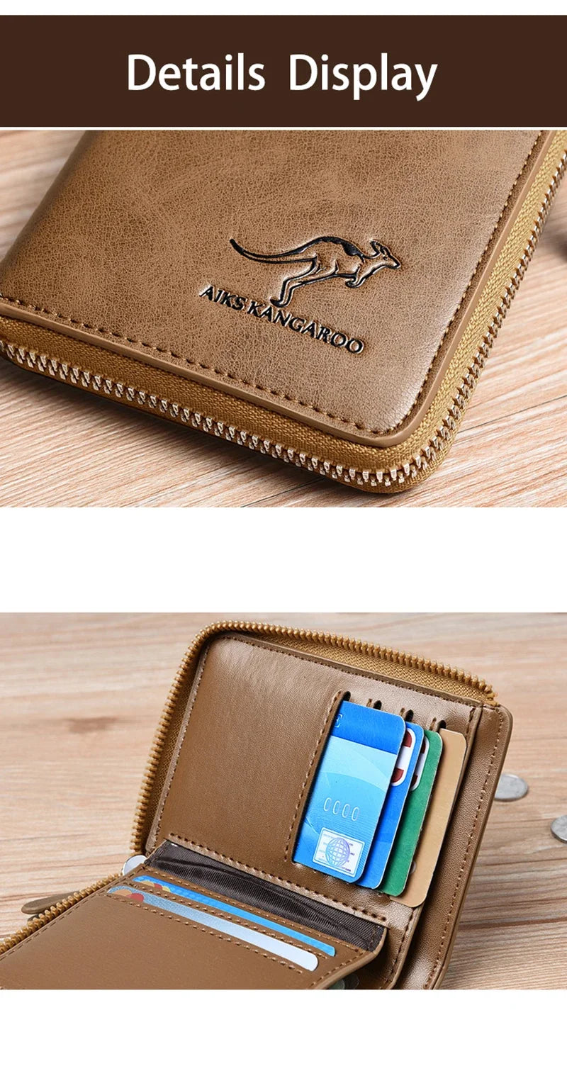 ANTI RFID Blocking Protection for Men High Quality Wallet Zipper Business Card Holder Purse Luxury Wallets Carteira Masculina