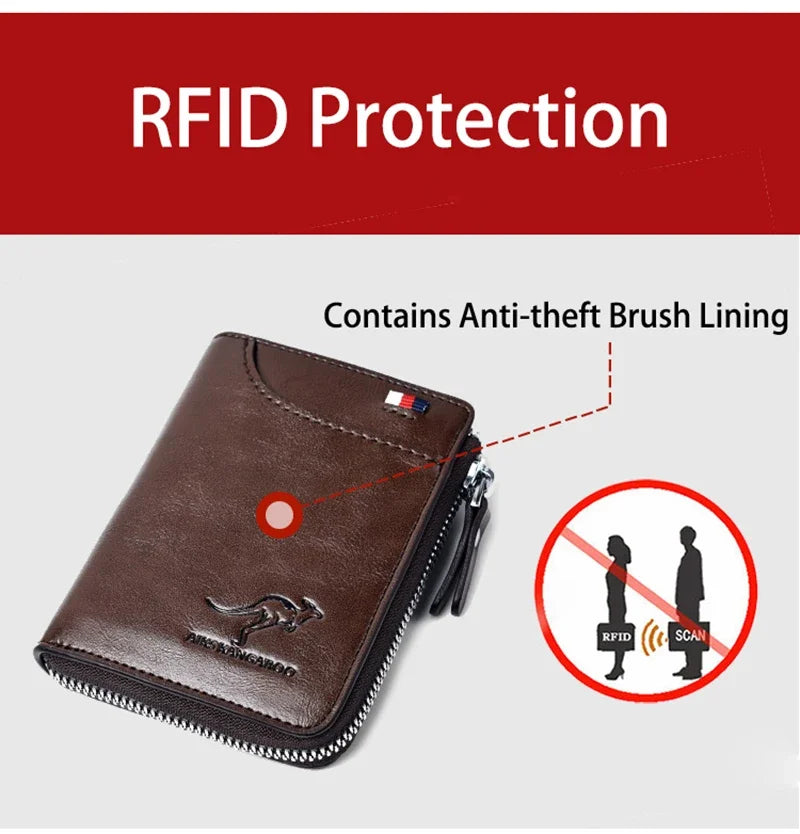 ANTI RFID Blocking Protection for Men High Quality Wallet Zipper Business Card Holder Purse Luxury Wallets Carteira Masculina
