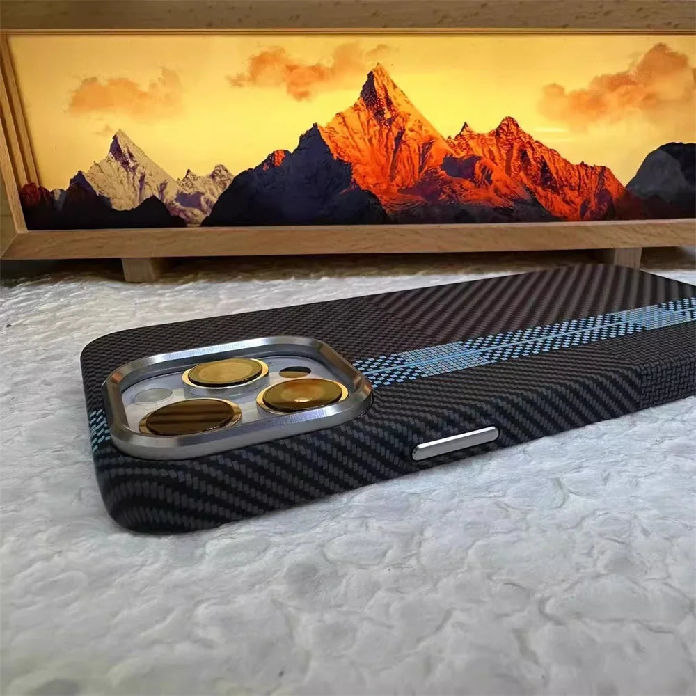 Fashion Carbon Color Magnetic Phone Case for iPhone 17 16 15 Pro Max For Magsafe Back Cover Camera Lens Protection PC Hard Shell