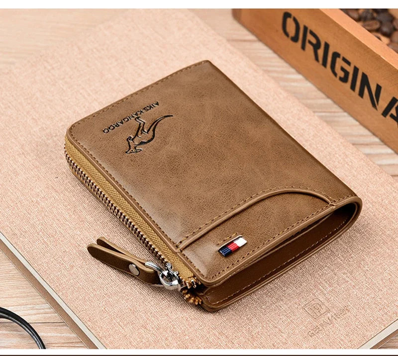 ANTI RFID Blocking Protection for Men High Quality Wallet Zipper Business Card Holder Purse Luxury Wallets Carteira Masculina