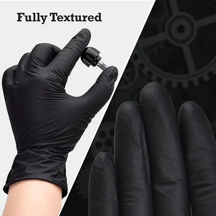 NitraGuard Black Nitrile Disposable Gloves Latex Free for Cleaning Mechanic & Beauty Use