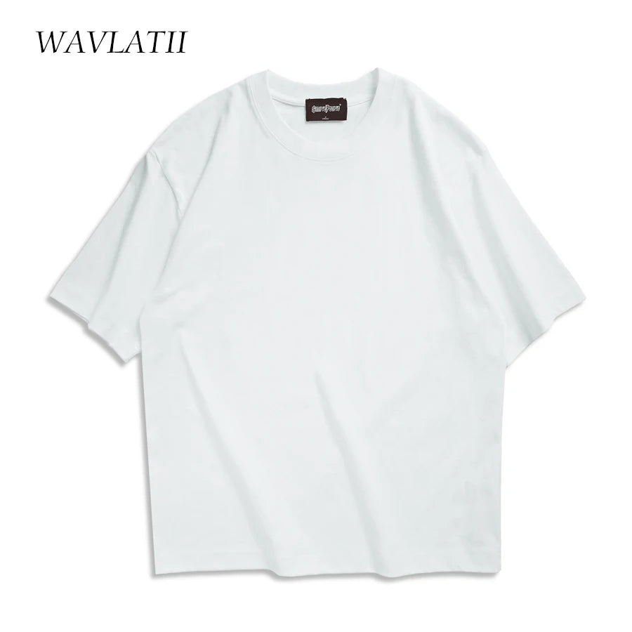 WAVLATII Oversized Summer T shirts for Women Men Brown Casual Female Korean Streetwear Tees Unisex Basic Solid Young Cool Tops