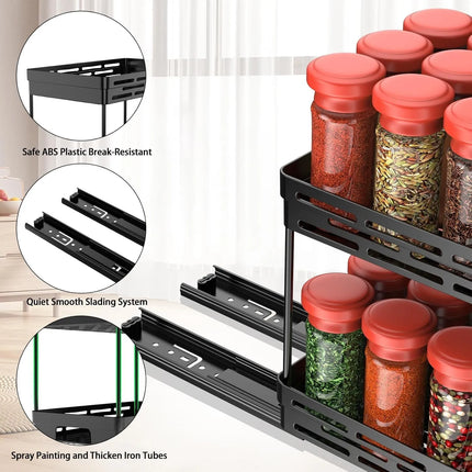 2-Tier Pull-Out Kitchen Storage Rack with Large Capacity