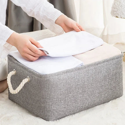 OKEYWOW multi-purpose storage basket for laundry, toys, clothes, socks, and books, with sturdy handles and breathable fabric.