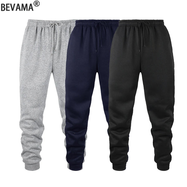 Autumn Breathable Elastic Men's Drawstring Pants Joggers Sports Pants Casual Fleece Trousers Loose Outdoor Gym Sportswear