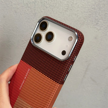 OkeyWOW iPhone 17/16/15 Pro Max carbon fiber color clash MagSafe hard PC shockproof bumper case on a smartphone