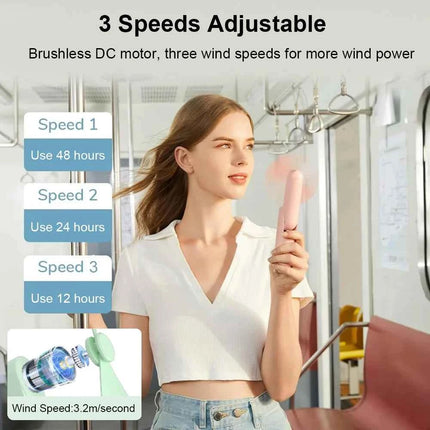 Portable Mini Handheld Fan USB Rechargeable 3-Speed with Power Bank