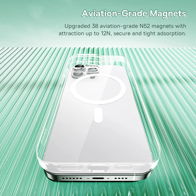 Baseus Magnetic Case for iPhone 15/14/13/12/11 Pro Max: Wireless Charging Cover with PC Magnet Phone Case