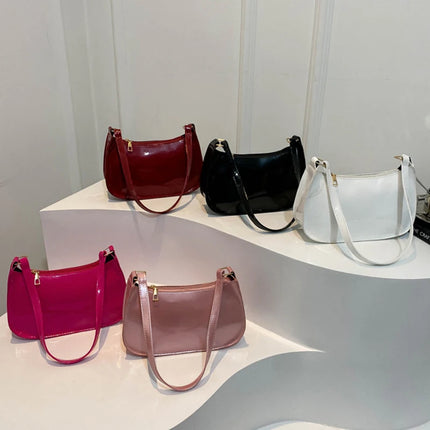 Women PU Leather Shoulder Bag Retro Solid Color Hobo Underarm Handbag Casual Designer