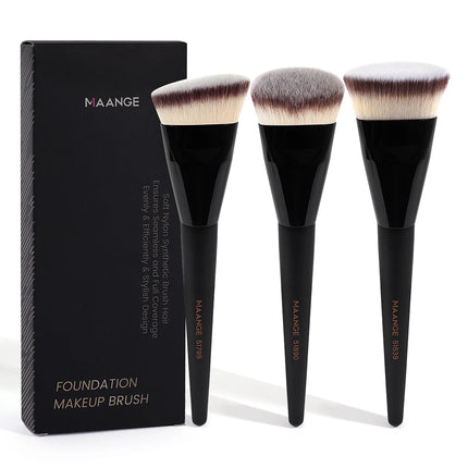 Velora Beauty 3pcs Makeup Brush Set Angled Flat Head Foundation Brush Soft Bristles with Box
