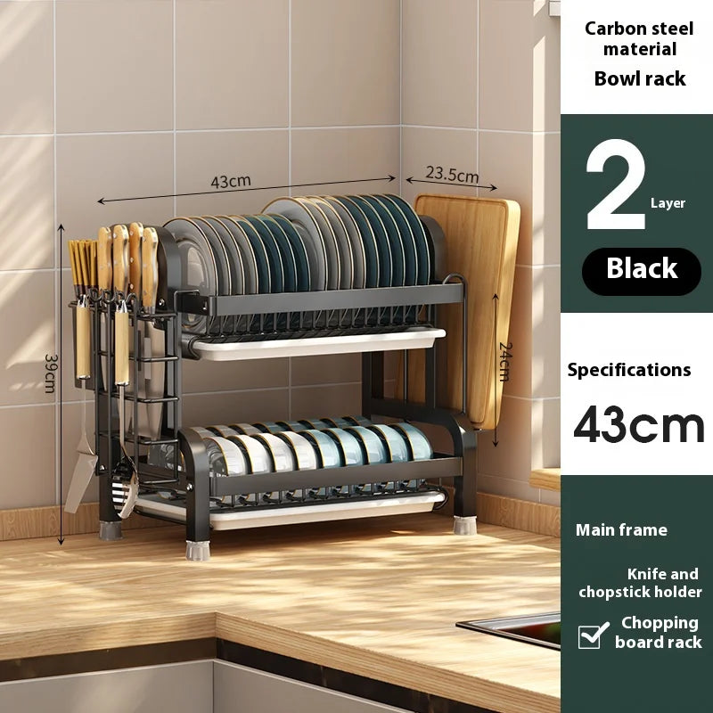 Kitchen storage rack, bowl and dish storage rack, drain rack, household multifunctional bowl and chopstick rack storage box