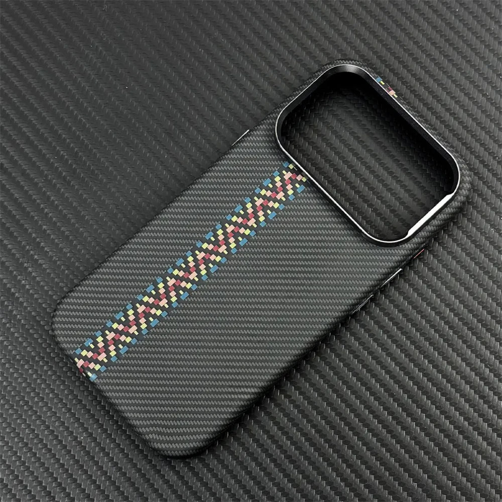 Fashion Carbon Color Magnetic Phone Case for iPhone 17 16 15 Pro Max For Magsafe Back Cover Camera Lens Protection PC Hard Shell